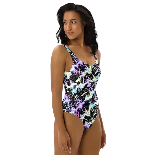 Midnight Botanica on a One-Piece Swimsuit