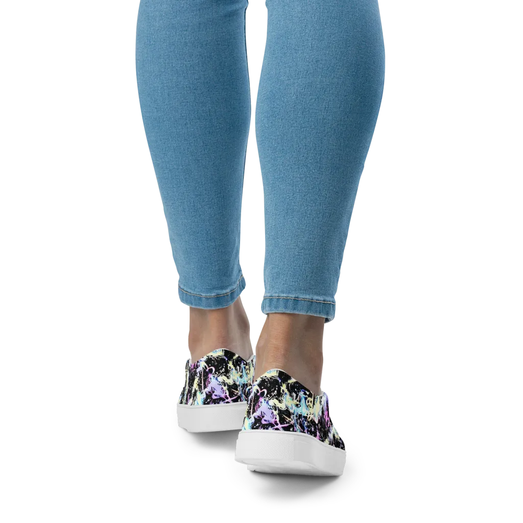 Midnight Botanica on Women's Slip-On Canvas Shoes — Back