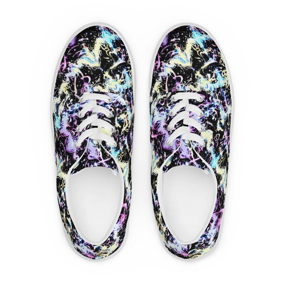 Midnight Botanica on Men's Lace-Up Canvas Shoes — Front