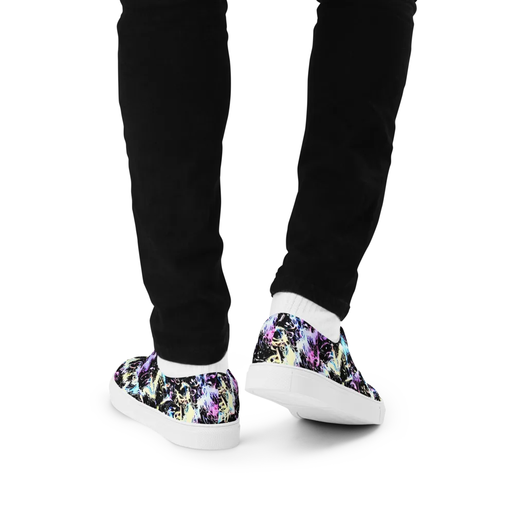 Midnight Botanica on Men's Lace-Up Canvas Shoes — Back