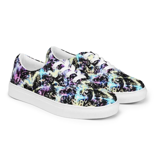 Midnight Botanica on a Men's Lace-Up Canvas Shoes