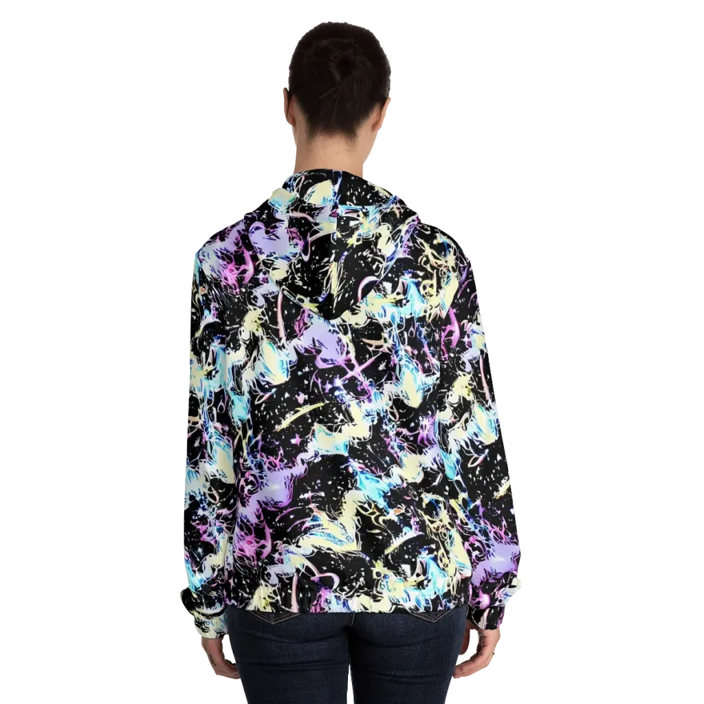 Midnight Botanica on Women's Full-Zip Hoodie — Back On Person