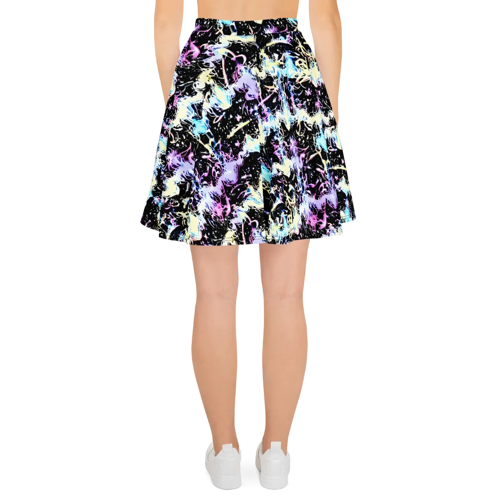 Midnight Botanica on Skater Skirt — Back