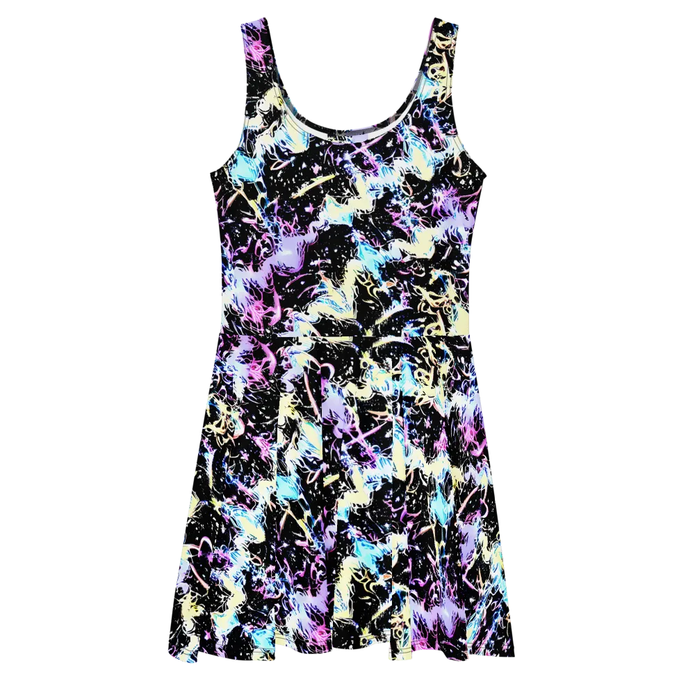 Midnight Botanica on Skater Dress — Front