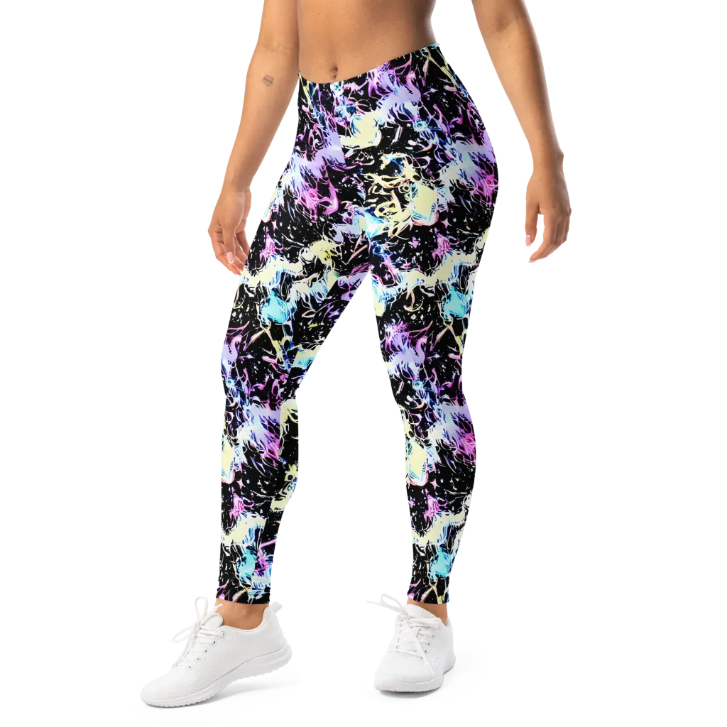Midnight Botanica on Leggings — Left Front