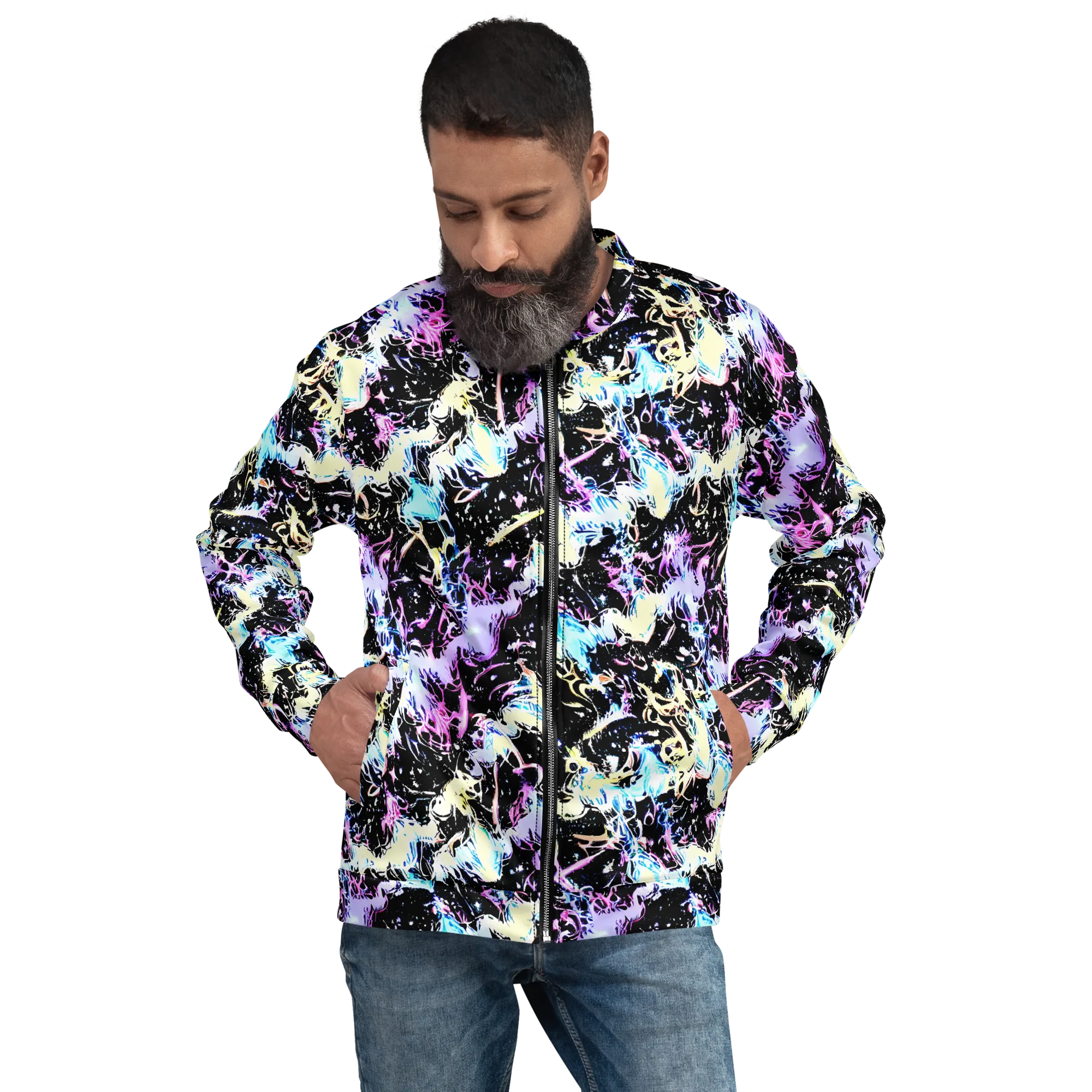 Midnight Botanica on Bomber Jacket — Front