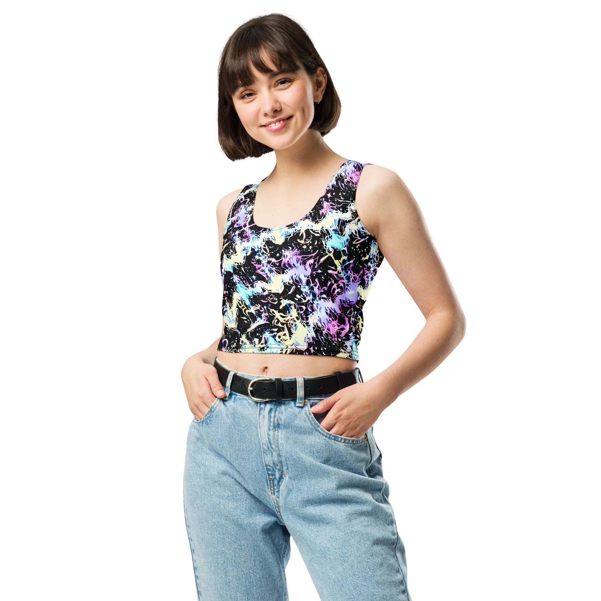 Midnight Botanica on Crop Top — Front