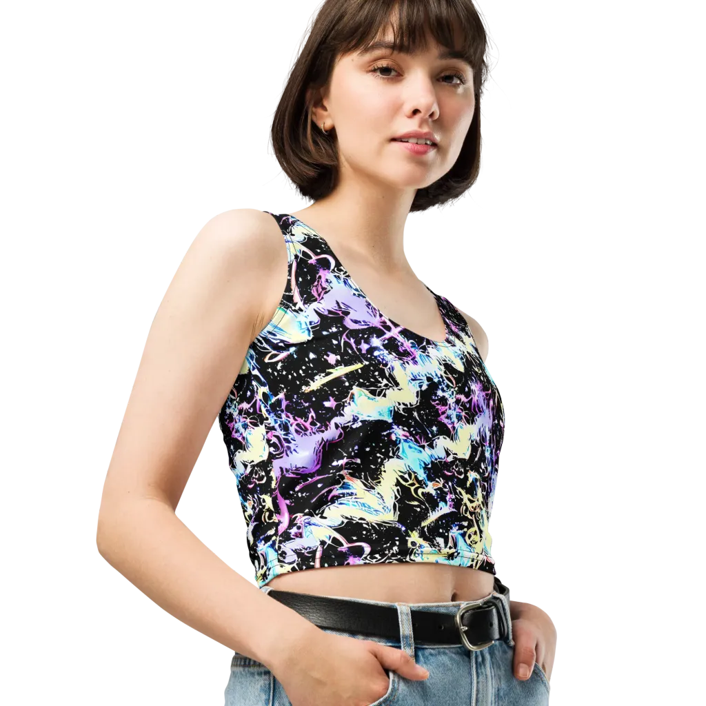 Midnight Botanica on Crop Top — Right Front