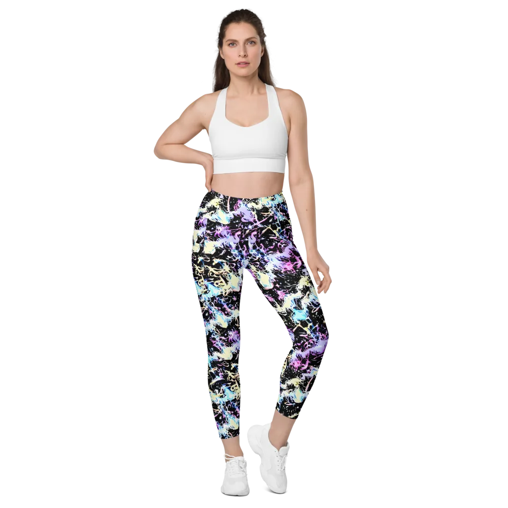 Midnight Botanica on Leggings with Pockets — Front