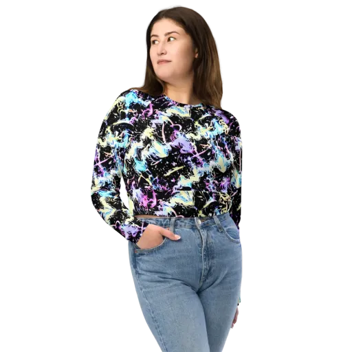 Midnight Botanica on a Long Sleeve Crop Top