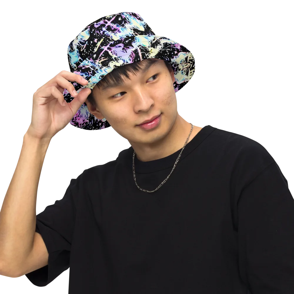 Midnight Botanica on Reversible Bucket Hat — Front Inside