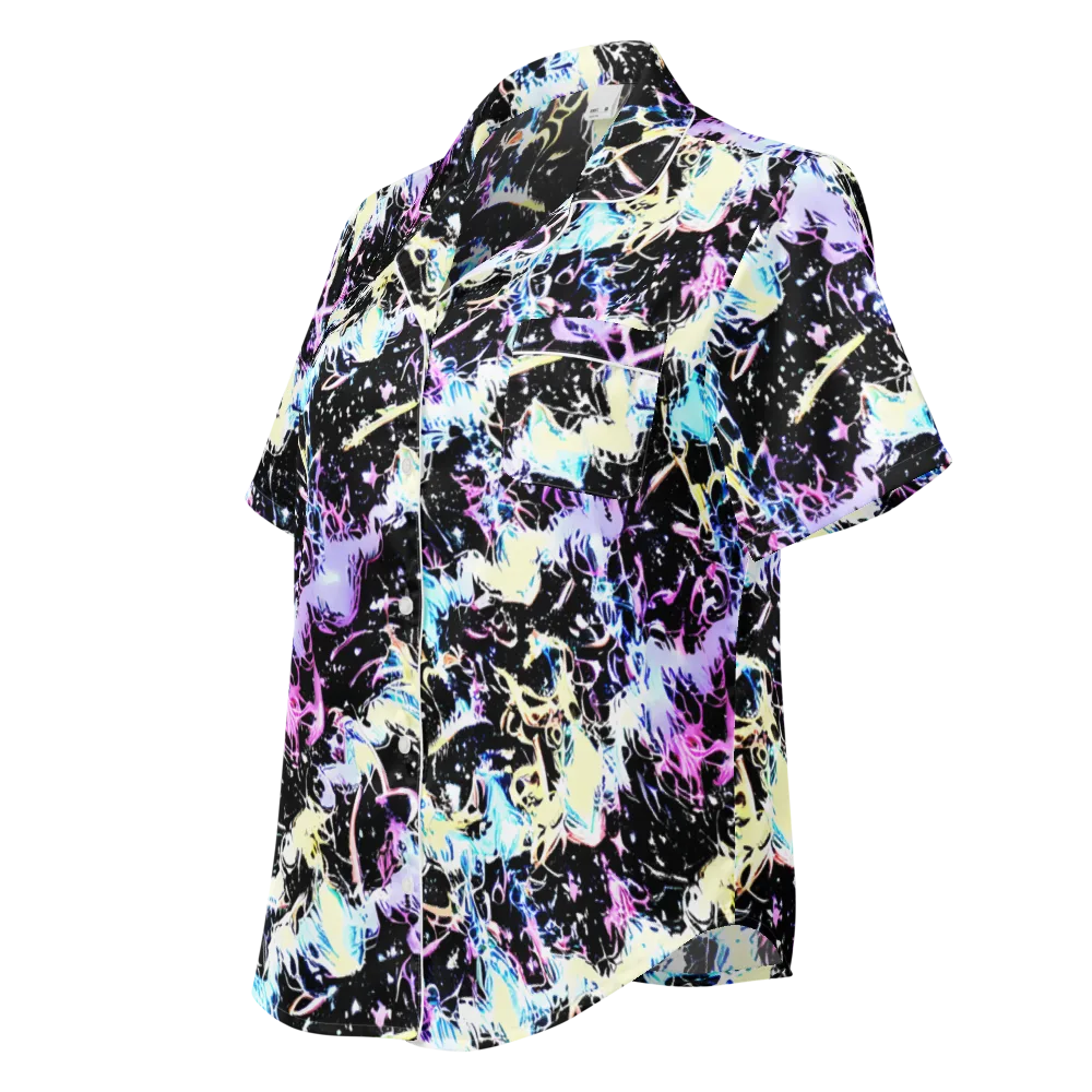 Midnight Botanica on Women's Short Sleeve Pajama Top — Left Front