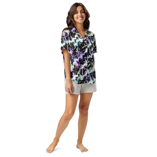 Midnight Botanica on a Women's Short Sleeve Pajama Top