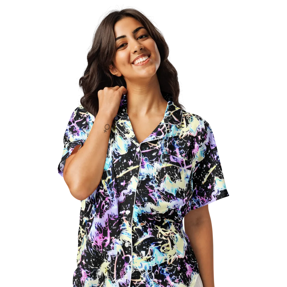 Midnight Botanica on Women's Short Sleeve Pajama Top — Front