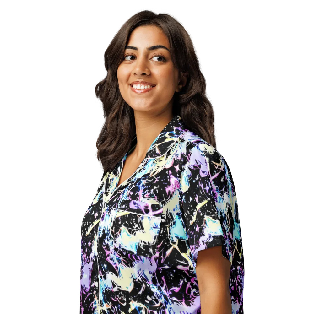 Midnight Botanica on Women's Short Sleeve Pajama Top — Left Front