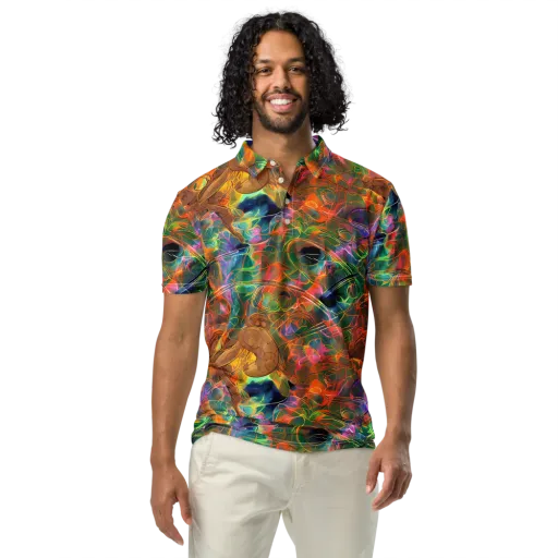 Molten Verdure on a Men's Slim Fit Polo Shirt