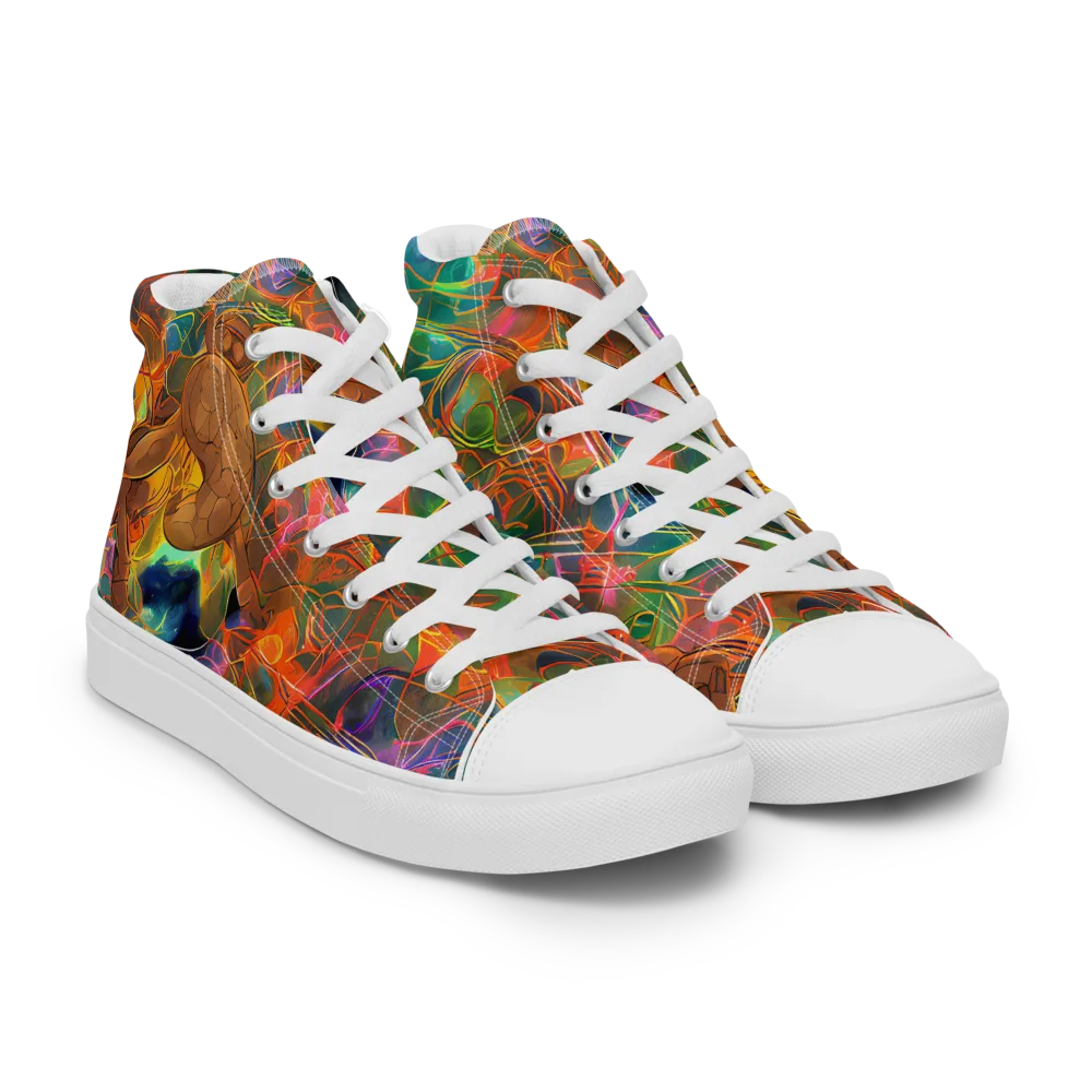 Molten Verdure on Women's High Top Canvas Shoes — Right Front