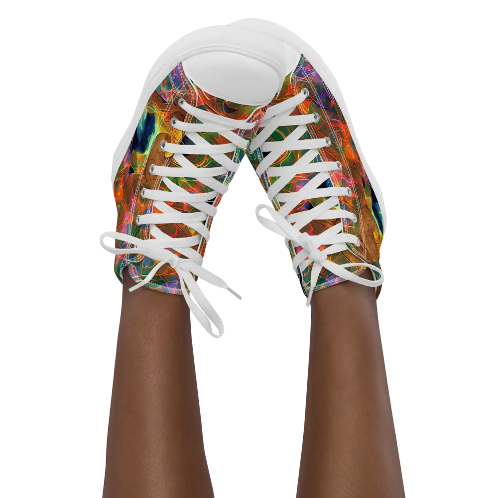 Molten Verdure on Women's High Top Canvas Shoes — Front