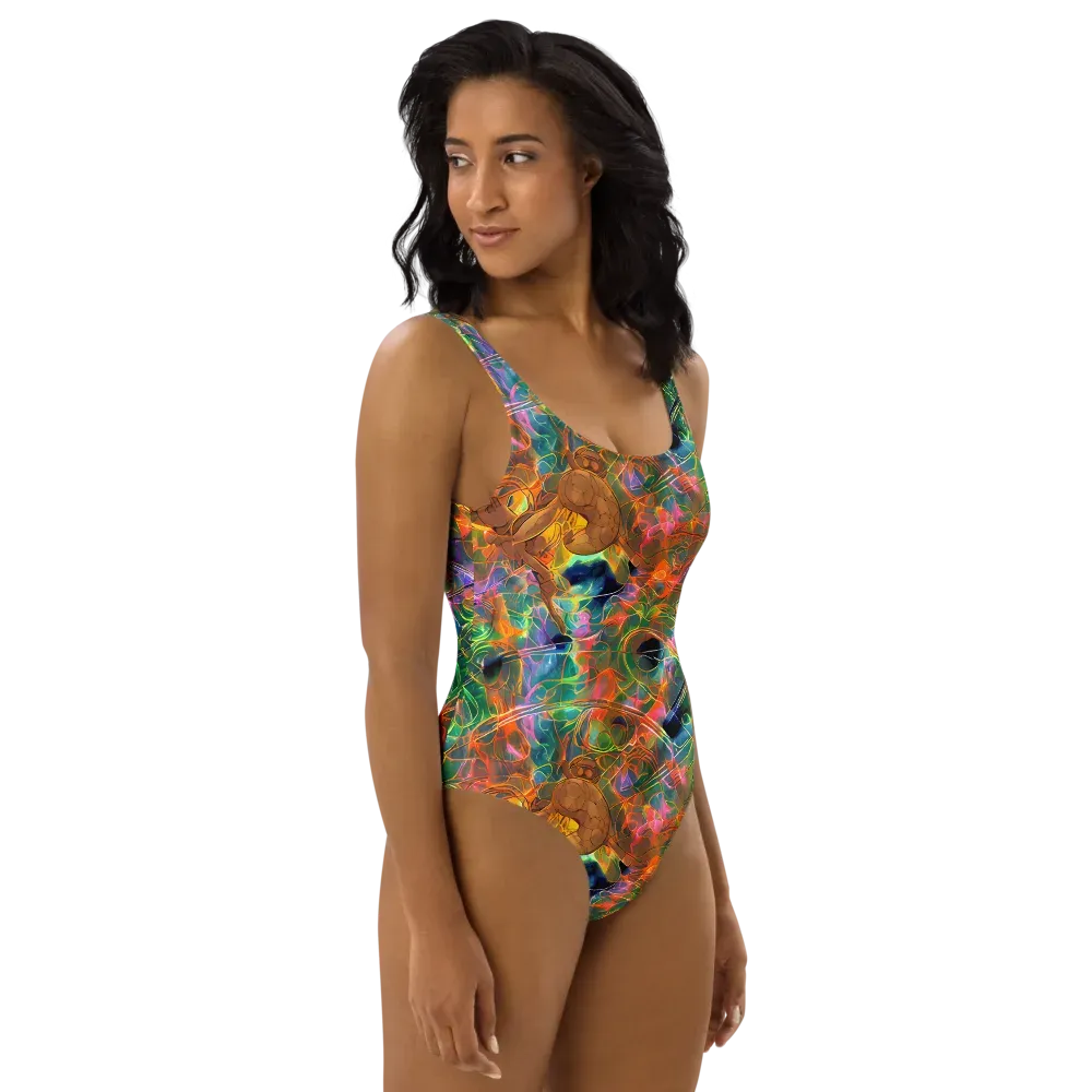Molten Verdure on One-Piece Swimsuit — Right