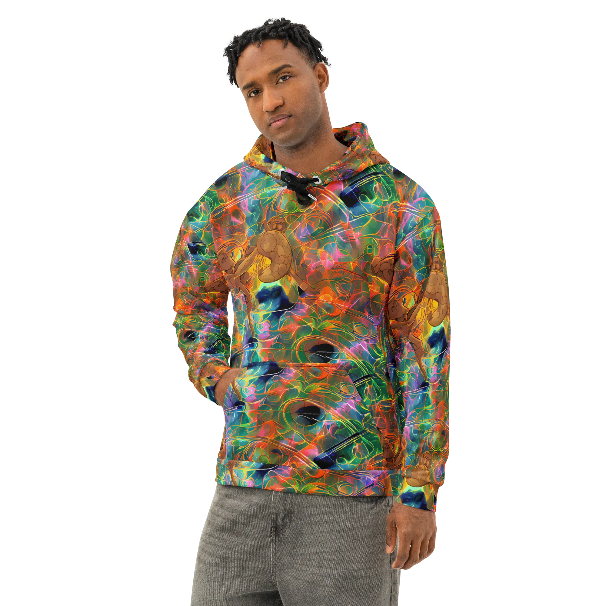 Molten Verdure on Cotton Hoodie — Left Front