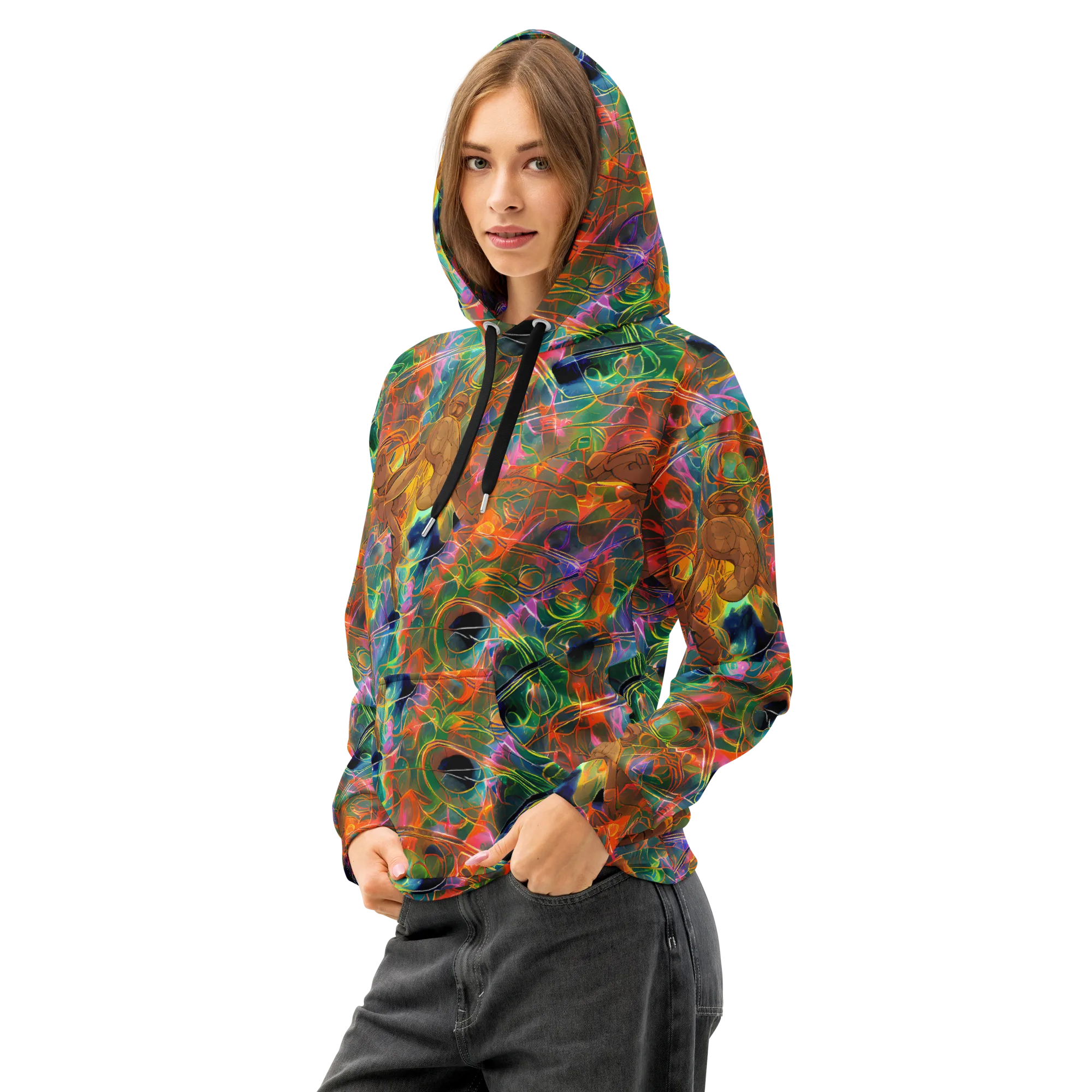 Molten Verdure on Cotton Hoodie — Left Front
