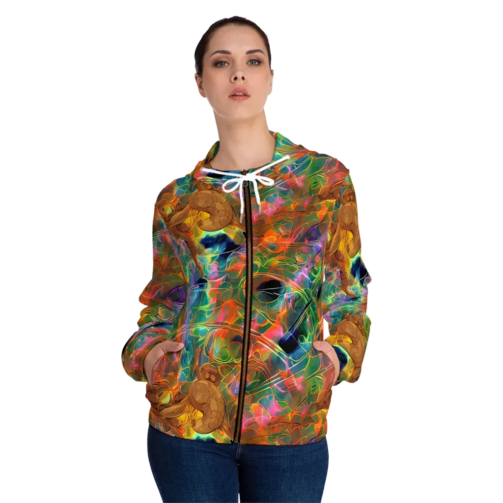 Molten Verdure on Women's Full-Zip Hoodie — Front On Person