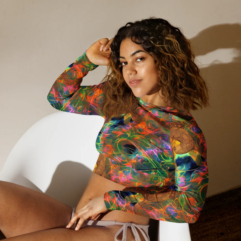Molten Verdure on Long Sleeve Crop Top — Left Front