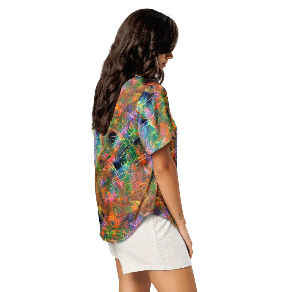 Molten Verdure on Women's Short Sleeve Pajama Top — Right Back