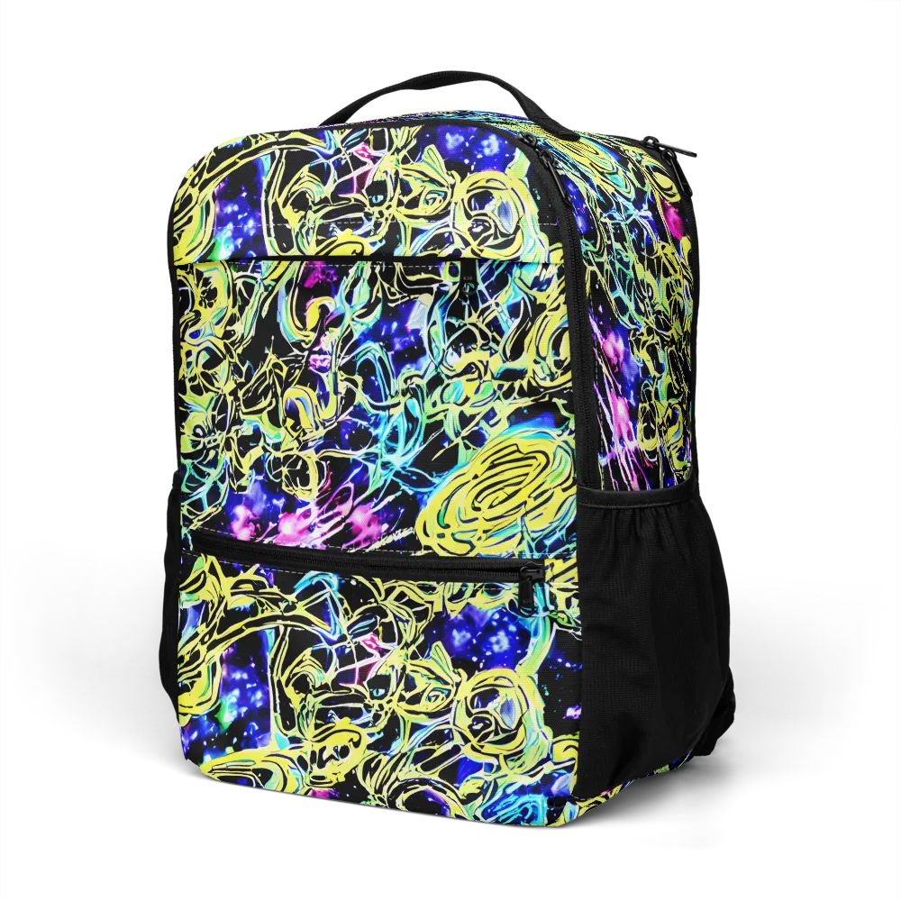 Neon Galaxy Ribbons on Utility Backpack — Left Front