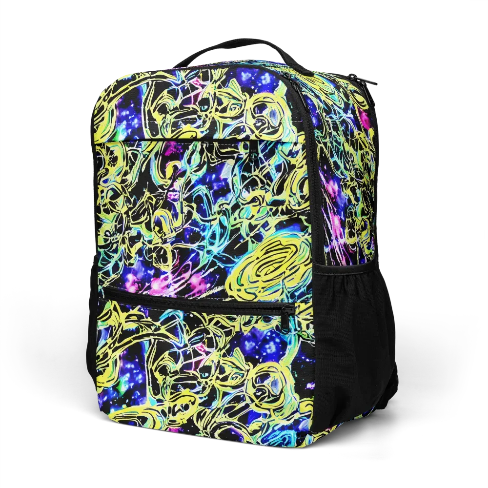 Neon Galaxy Ribbons on Utility Backpack — Left Front