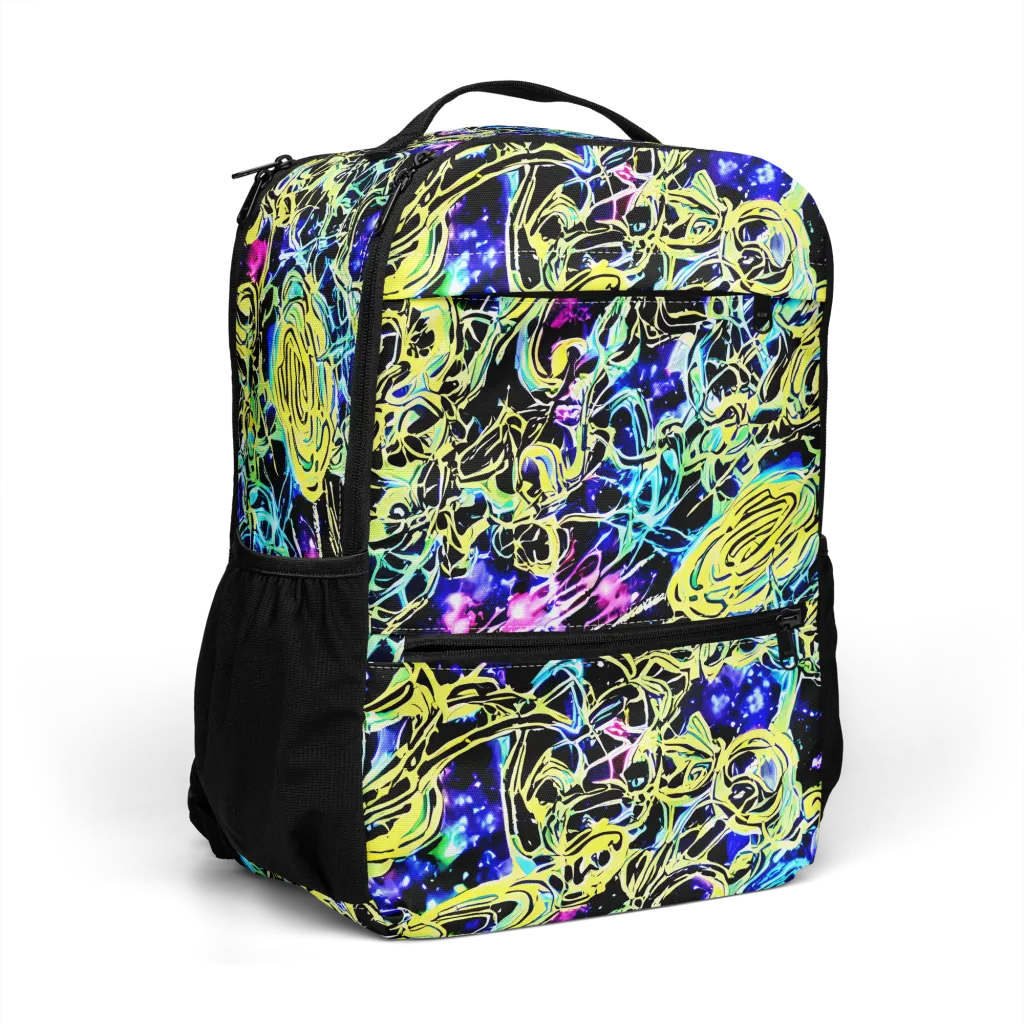 Neon Galaxy Ribbons on Utility Backpack — Right Front