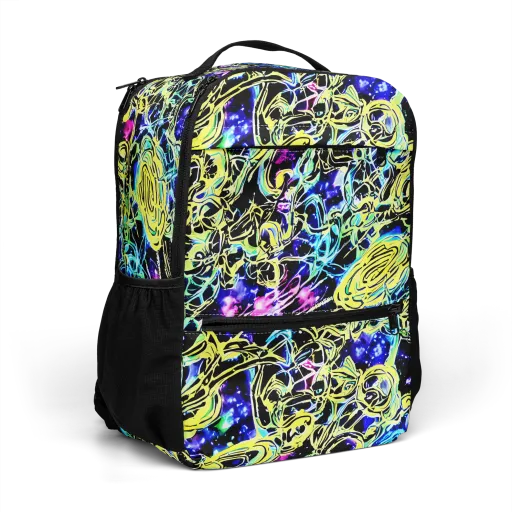 Neon Galaxy Ribbons on a Utility Backpack