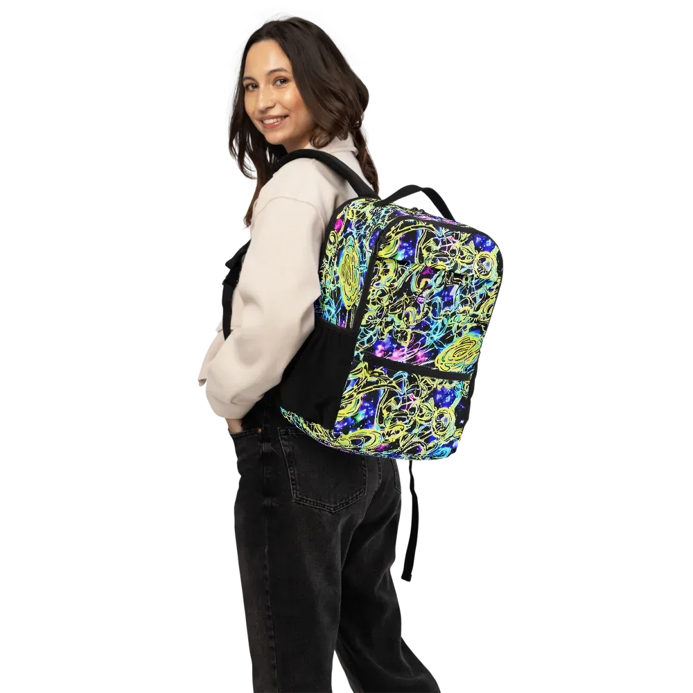 Neon Galaxy Ribbons on Utility Backpack — Back