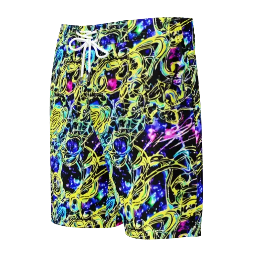 Neon Galaxy Ribbons on a Men's Board Shorts