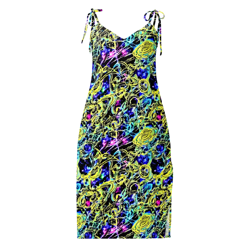 Neon Galaxy Ribbons on Slip Dress — Front