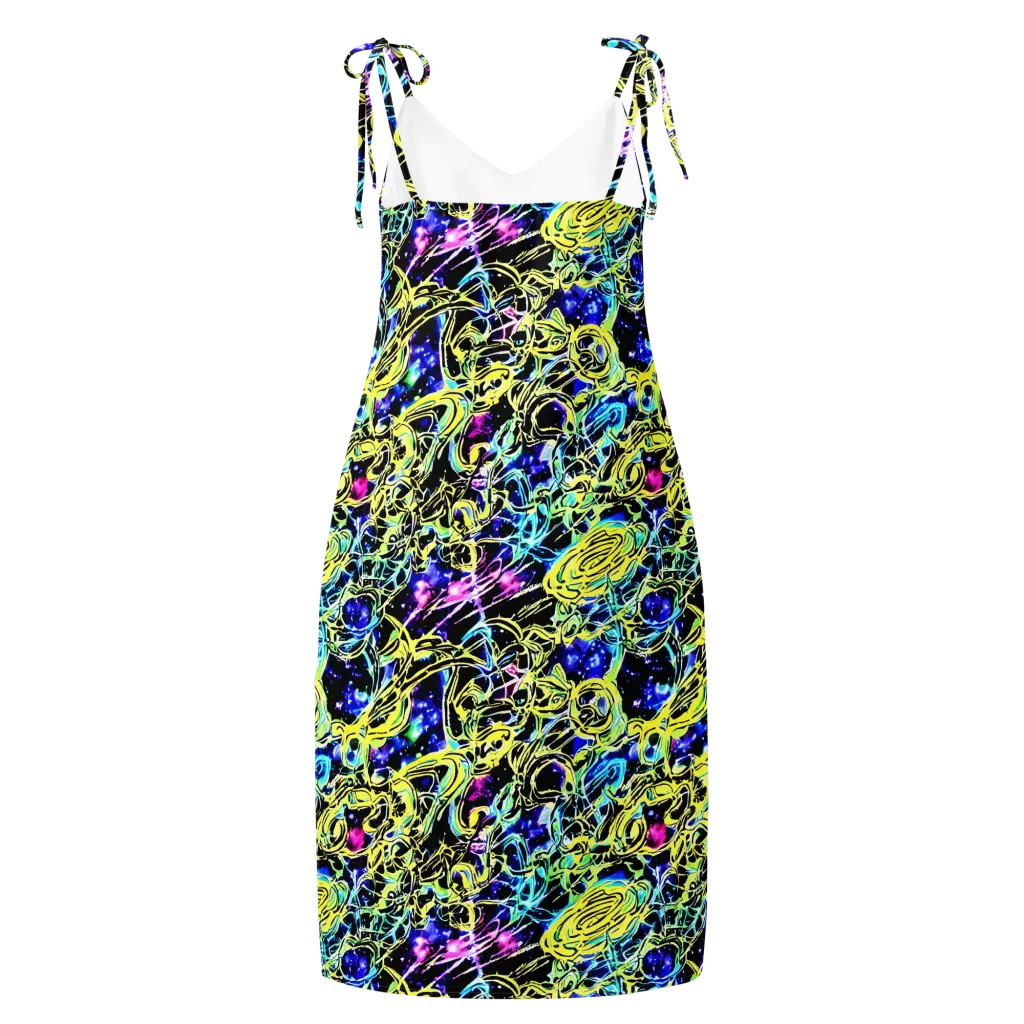 Neon Galaxy Ribbons on Slip Dress — Back