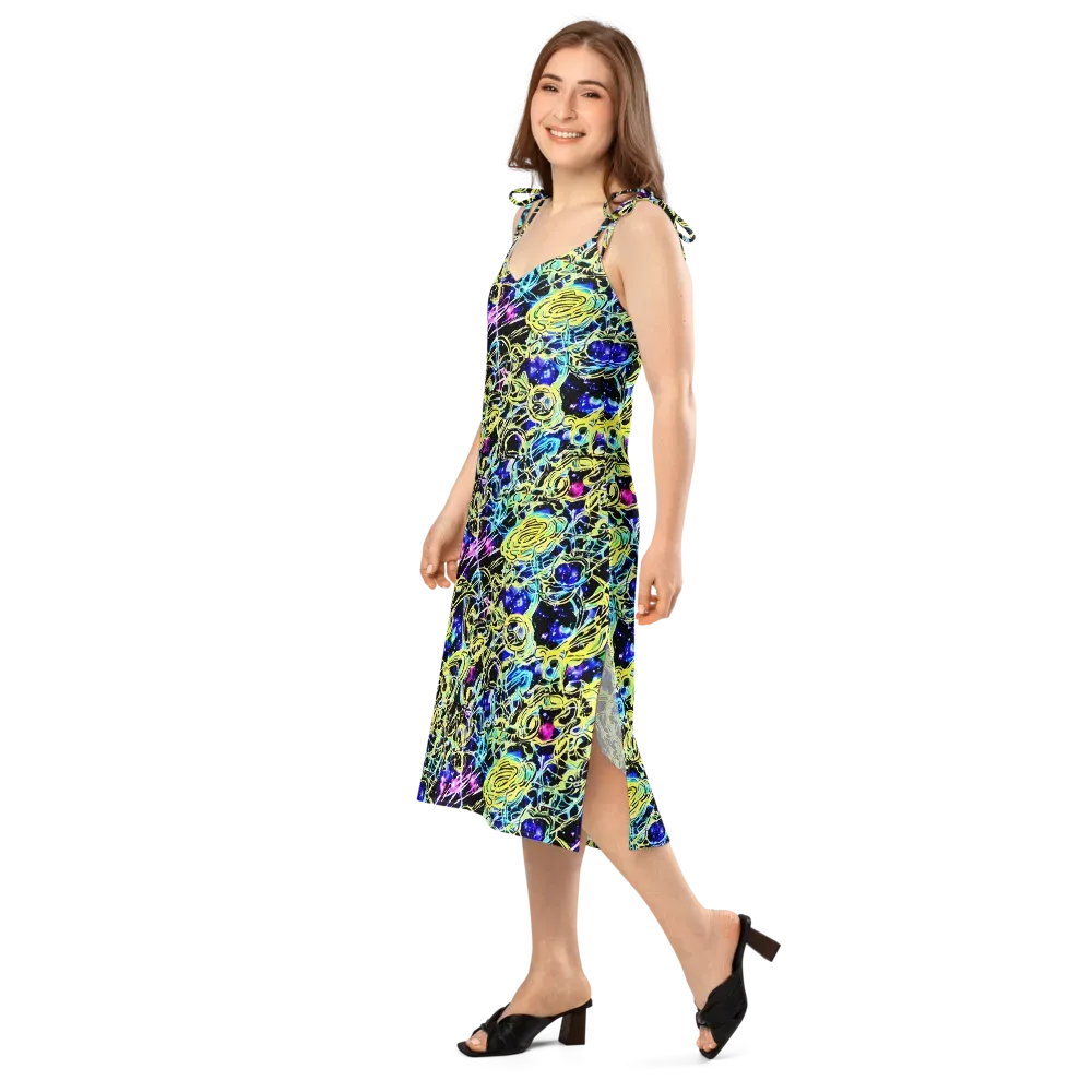 Neon Galaxy Ribbons on Slip Dress — Left Front