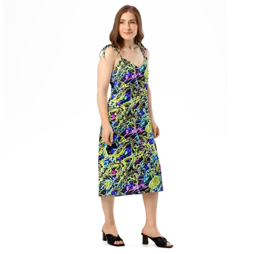 Neon Galaxy Ribbons on a Slip Dress