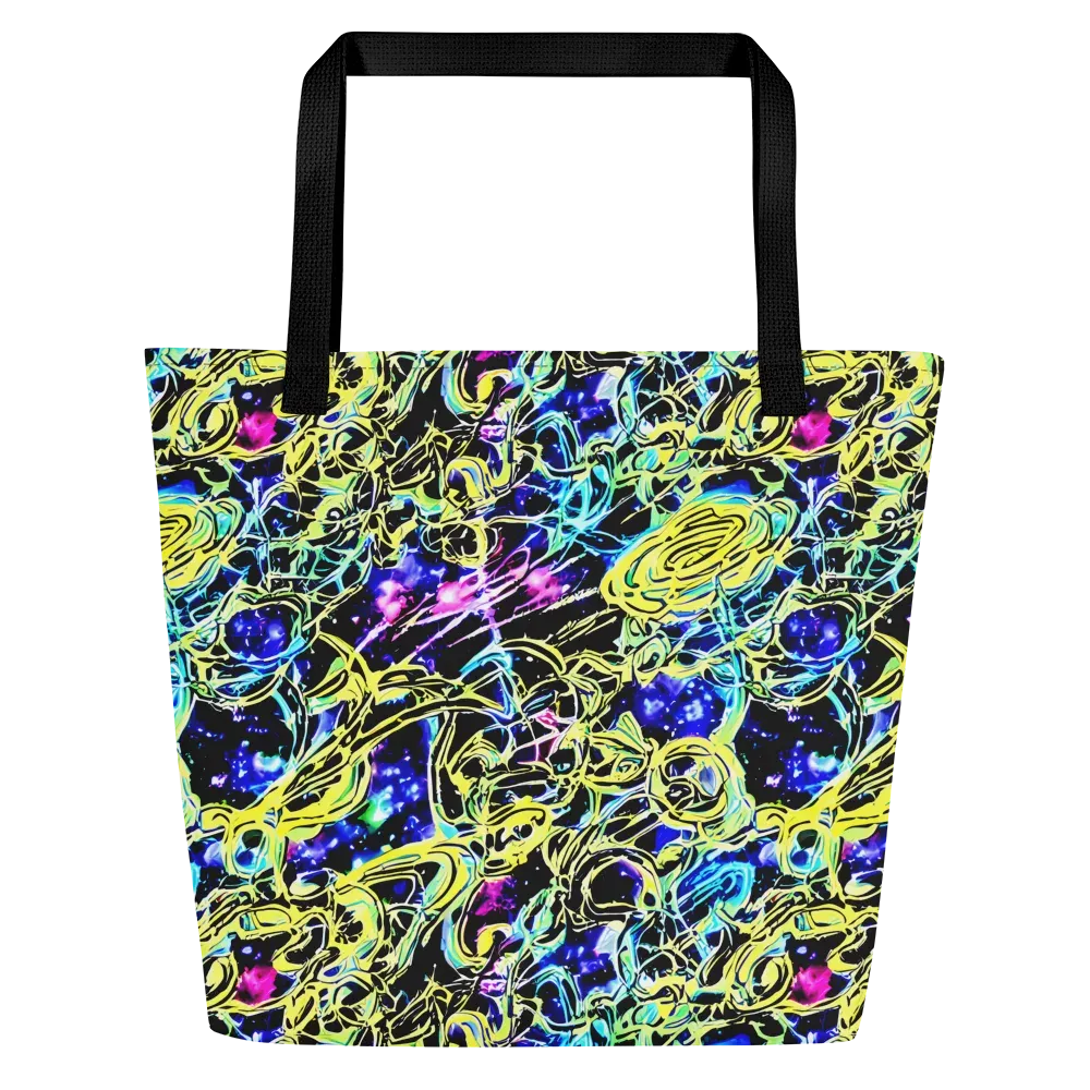 Neon Galaxy Ribbons on Large Tote Bag W/ Pocket — Front