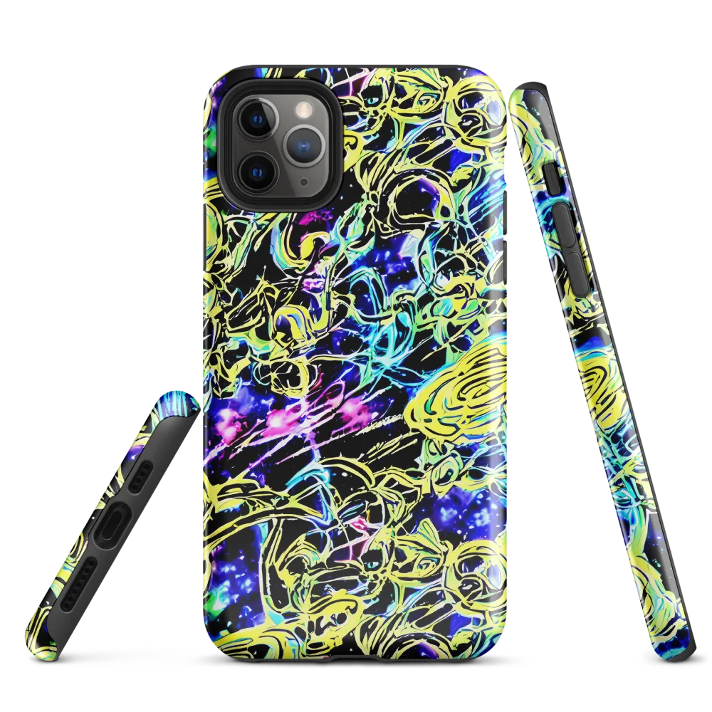 Neon Galaxy Ribbons on Tough Case for iPhone® — Front