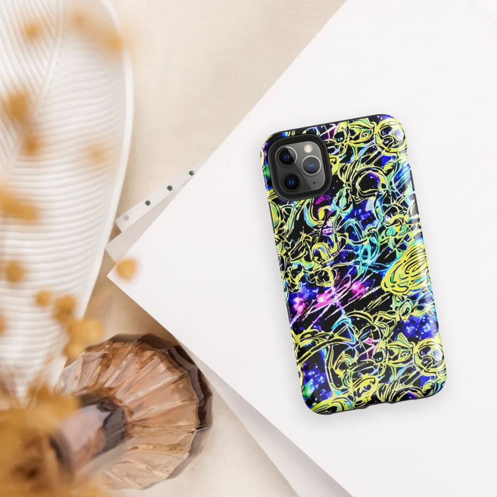 Neon Galaxy Ribbons on Tough Case for iPhone® — Front