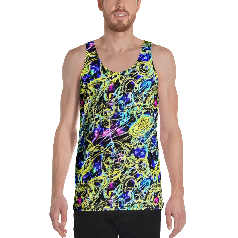 Neon Galaxy Ribbons on Men's Tank Top — Front