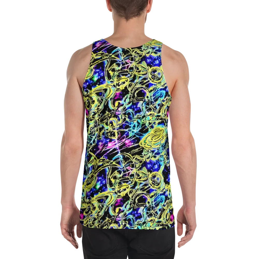 Neon Galaxy Ribbons on Men's Tank Top — Back