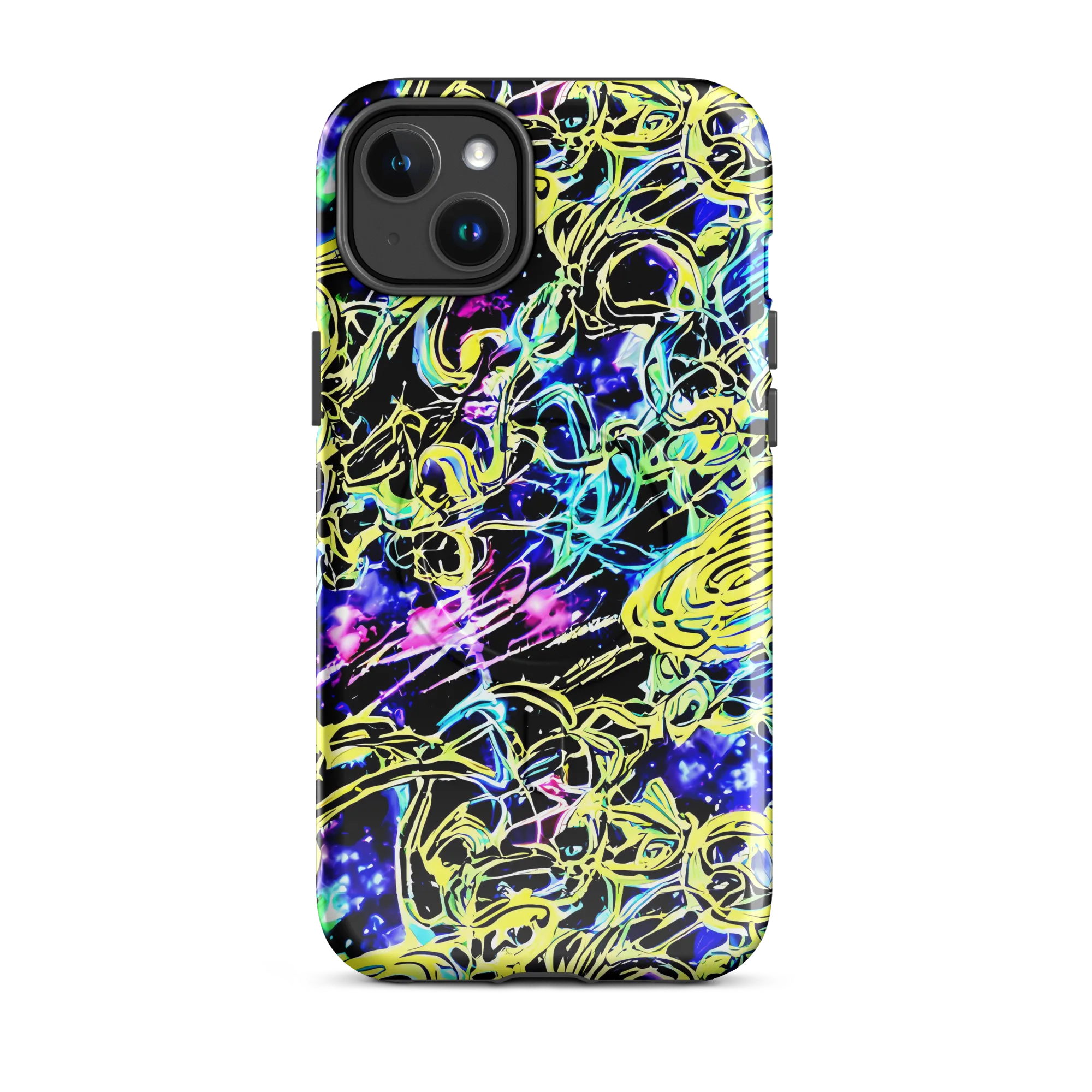 Neon Galaxy Ribbons on MagSafe Tough Case for iPhone® — Front