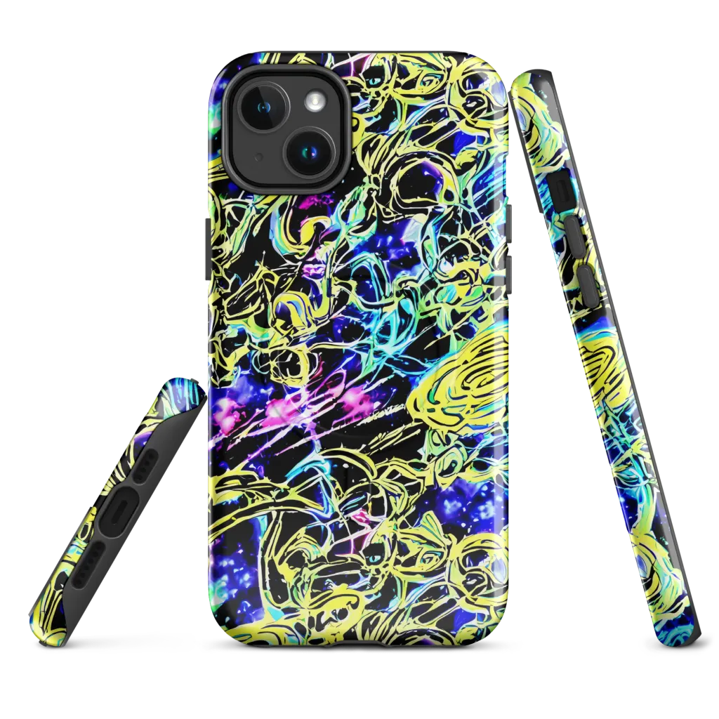 Neon Galaxy Ribbons on MagSafe Tough Case for iPhone® — Front