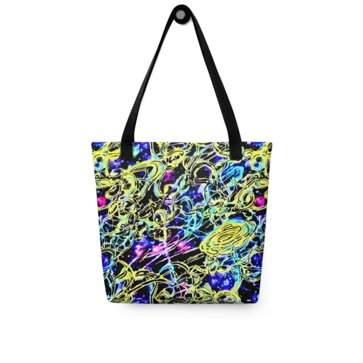 Neon Galaxy Ribbons on a Tote Bag
