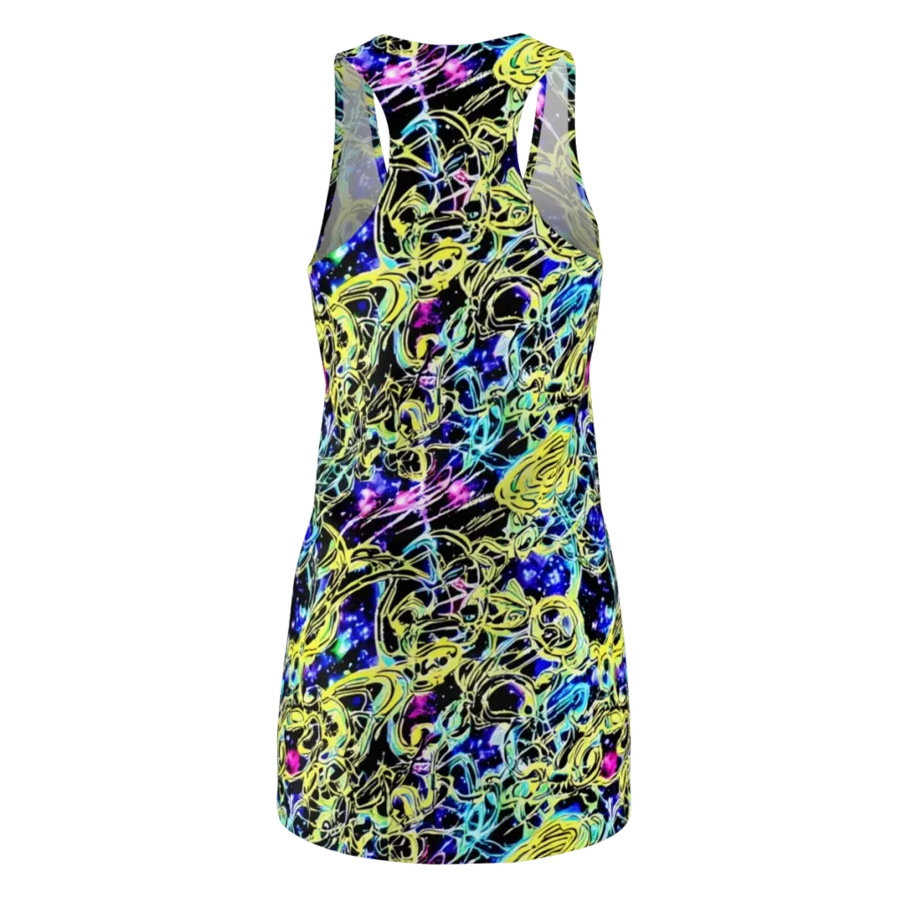 Neon Galaxy Ribbons on Racerback Dress — Back