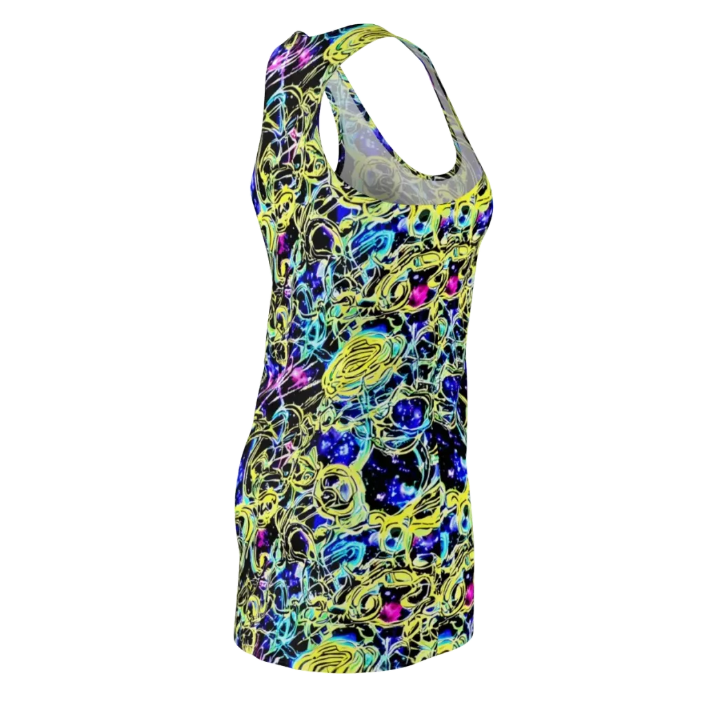 Neon Galaxy Ribbons on Racerback Dress — Back Side