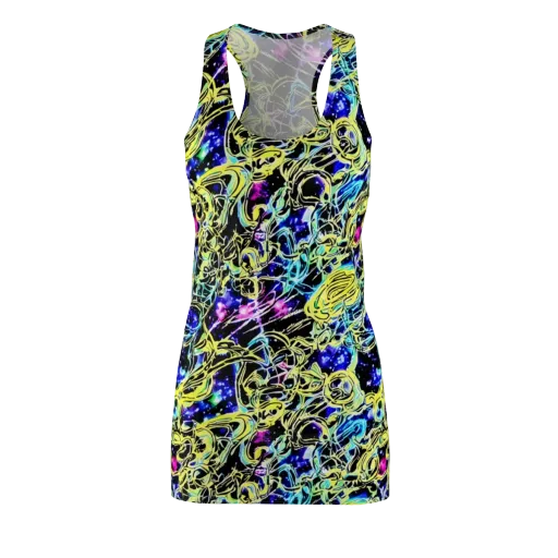 Neon Galaxy Ribbons on a Racerback Dress