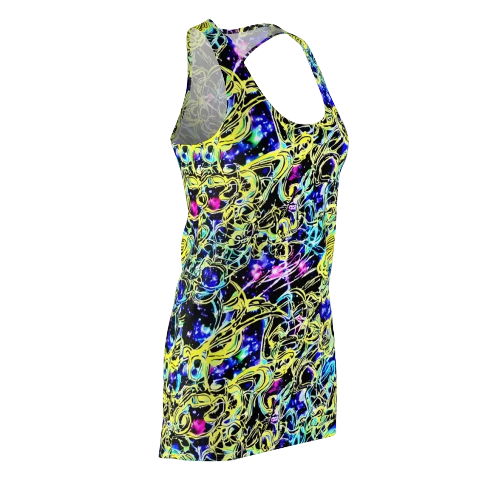Neon Galaxy Ribbons on Racerback Dress — Front Side